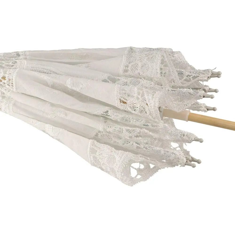 Floral Lace Wedding Parasol – Wooden Handle Bridal Prop Bridal Prop Parasol PLUSH