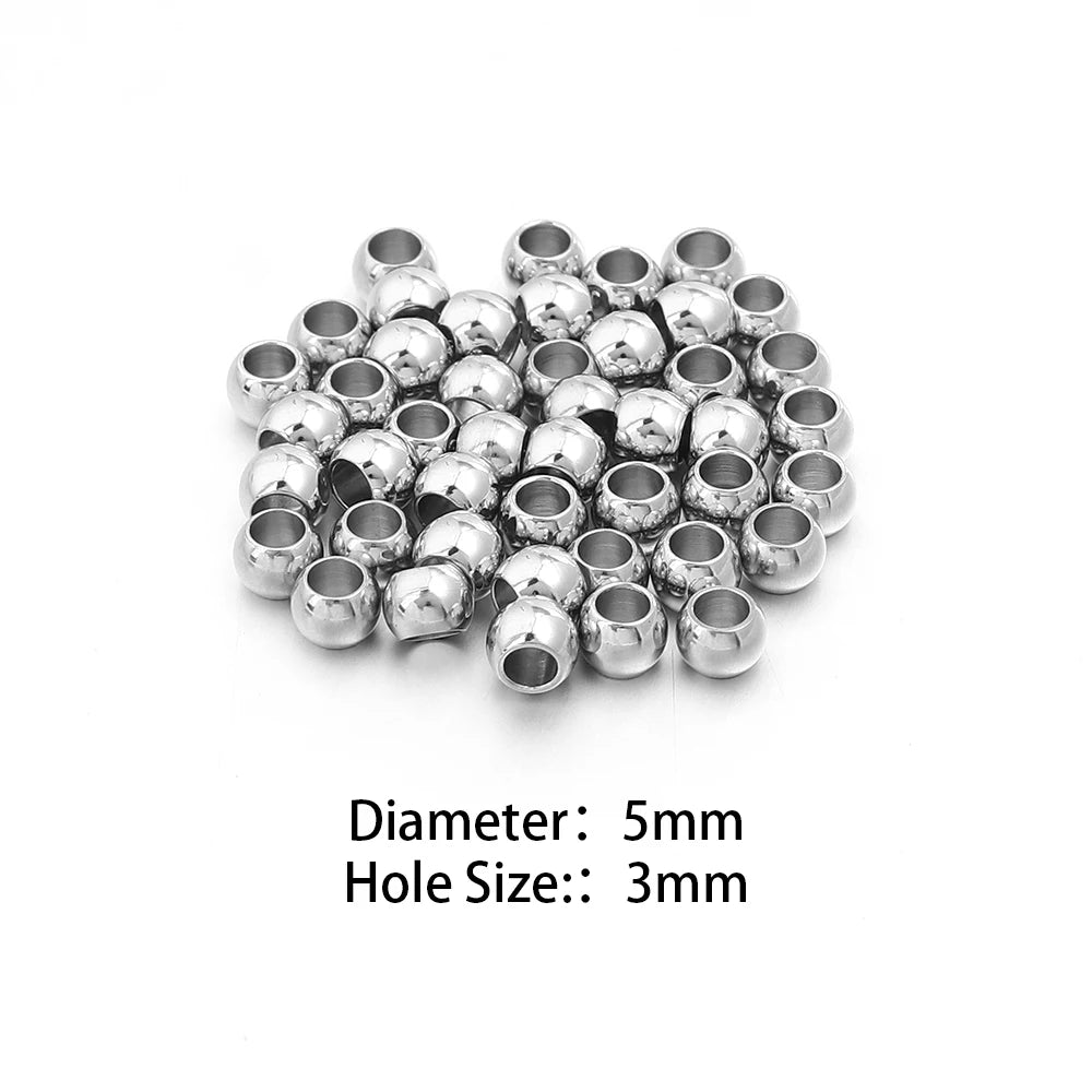 Silver Stainless Steel Big Hole Spacer Beads – DIY Jewelry Spacer Beads PLUSH 5mm hole3mm 50pcs