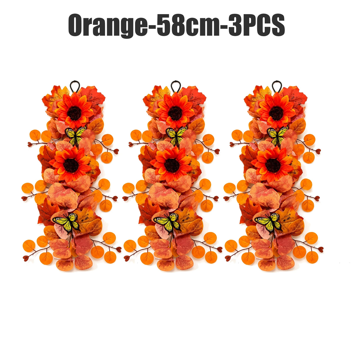 Autumn Sunflower & Maple Leaf Hanging Door Wall Decor Set Seasonal Wall Hanging PLUSH Orange-3PCS