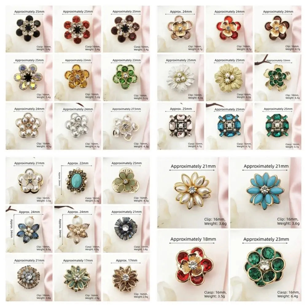 Floral Rhinestone Collar Buttons – No-Sew Detachable Pearl Beaded Decorative Collar Buttons PLUSH