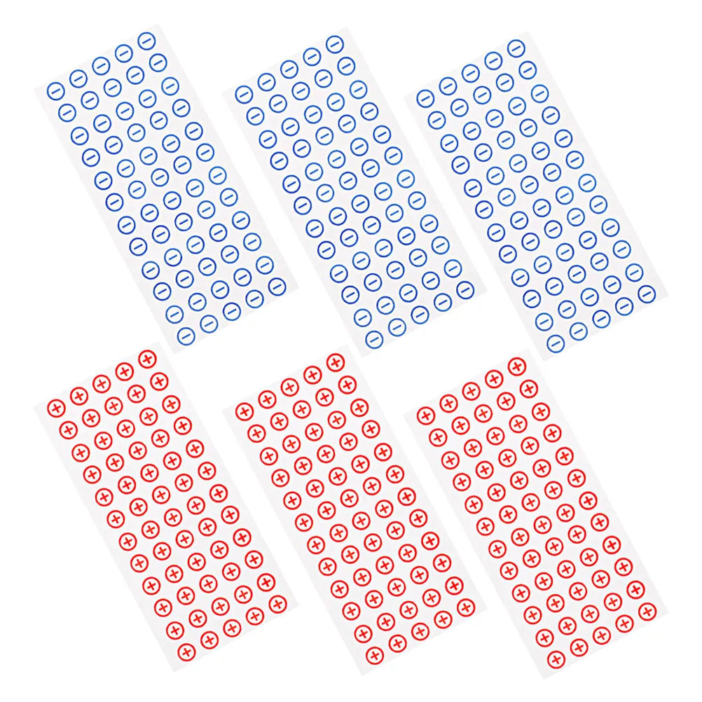 6-Sheet Electrical Polarity Stickers 12mm Round PVC Labels 360ct Electrical Label Stickers PLUSH