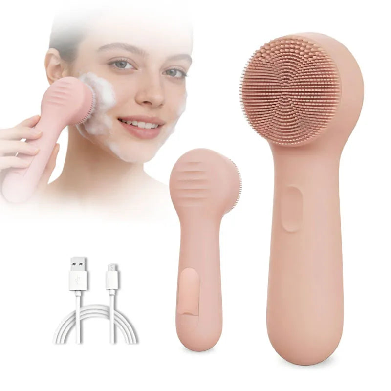 Electric Silicone Facial Cleansing Brush | Heat & Vibration 5-Speed Facial Cleansing Brush PLUSH