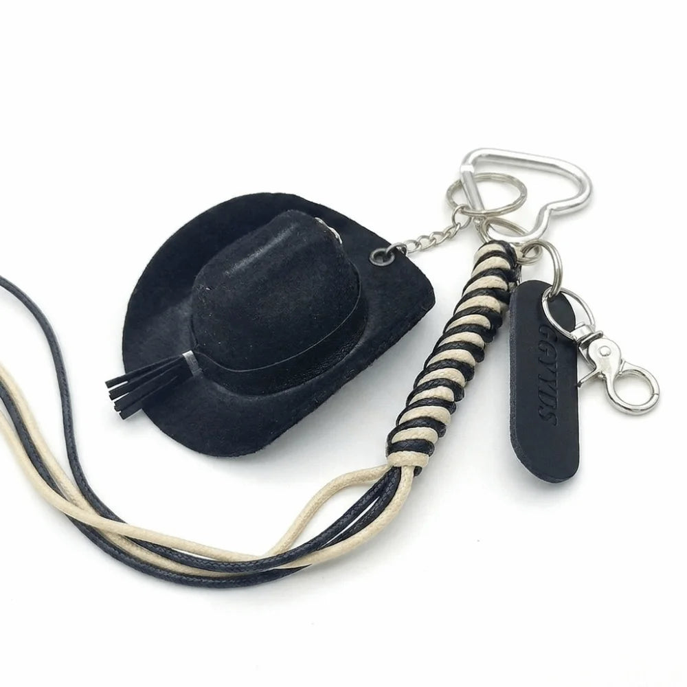 Vintage Mini Cowboy Hat Keychain – Braided Star Pendant Charm Fashion Keychain Charm PLUSH