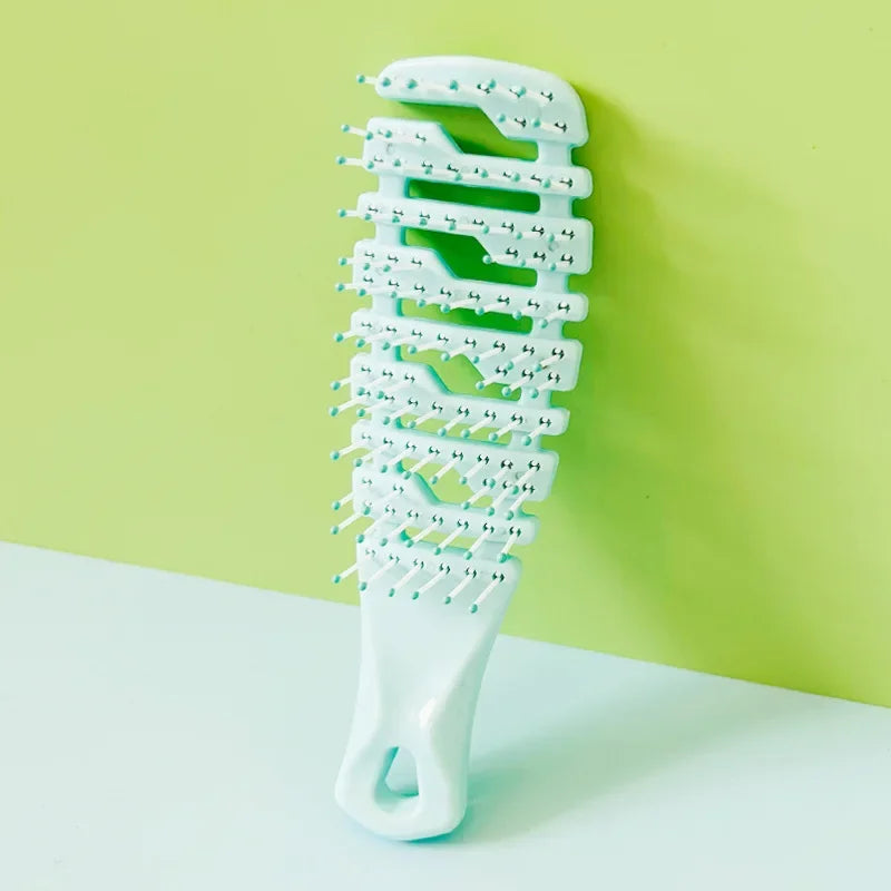 Gradient Hollow Detangling Hair Brush & Scalp Massage Comb Detangling Hair Brush PLUSH NO.7 Light blue