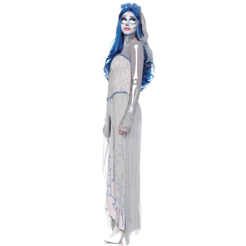 Ghost Bride Halloween Costume Dress – Women's Vampire Set Halloween Costume Dress PLUSH