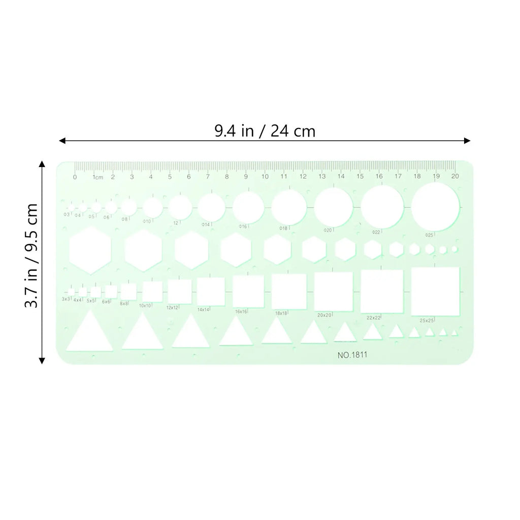 6pc Geometric Drafting Stencil Set – Plastic Metric Rulers Drafting Stencil Set PLUSH
