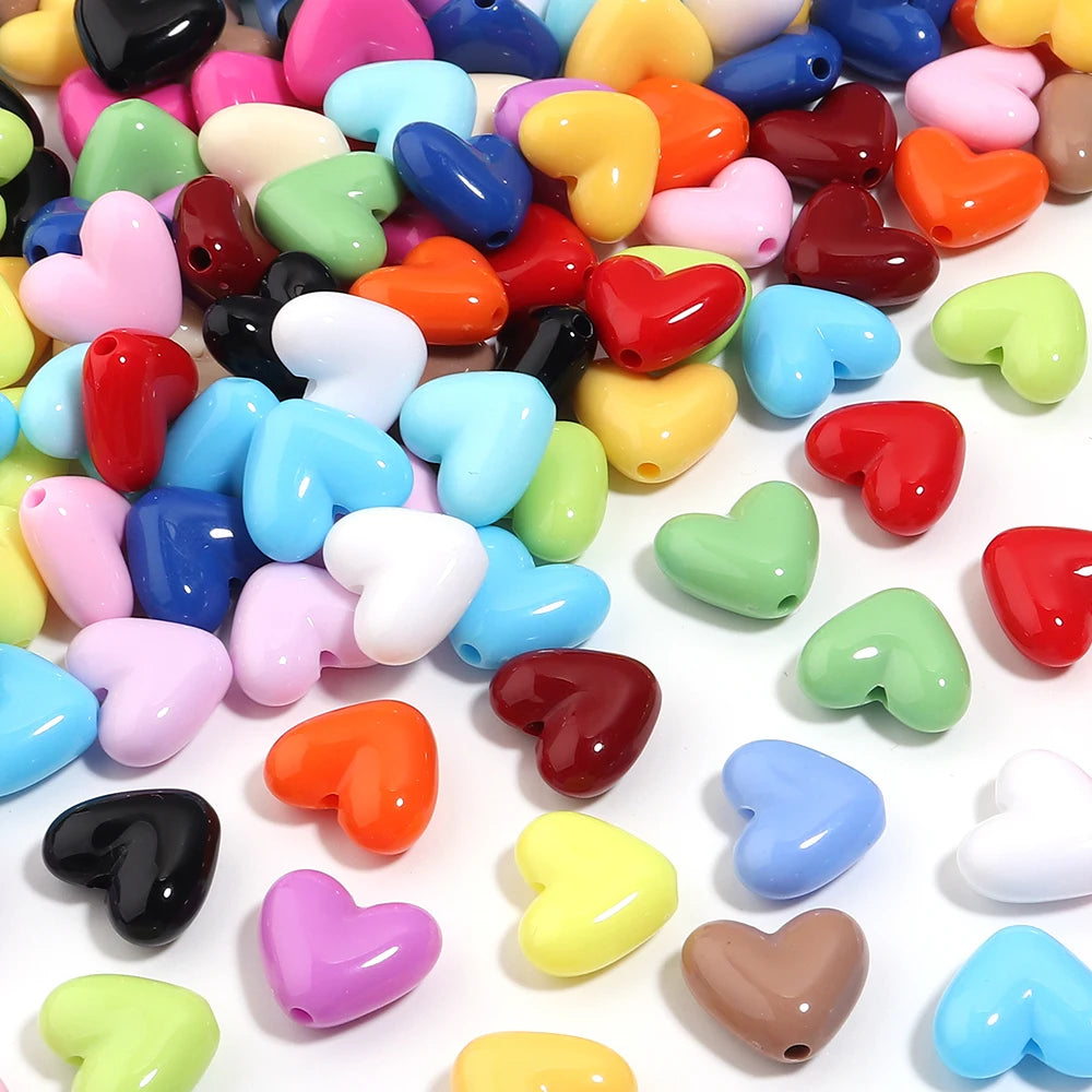 50pcs Y2K Heart Acrylic Spacer Beads – DIY Jewelry Making Acrylic Spacer Beads PLUSH