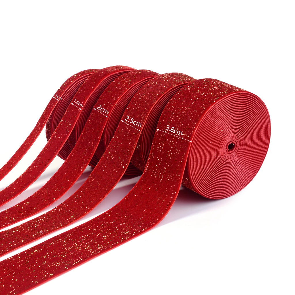 5-Yard Glitter Gold Velvet Ribbon – Gift Wrapping & DIY Decor Craft Ribbon PLUSH