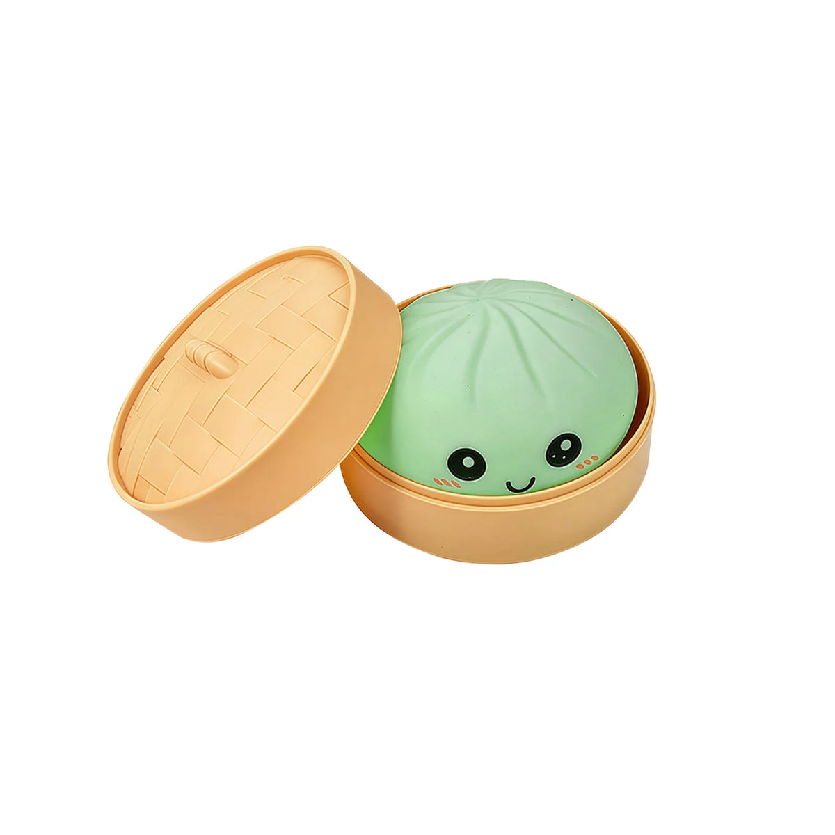 Kawaii Dumpling Squeeze Toy with Steamer – Squishy Dough Ball Squishy Fidget Toy PLUSH D Cyan
