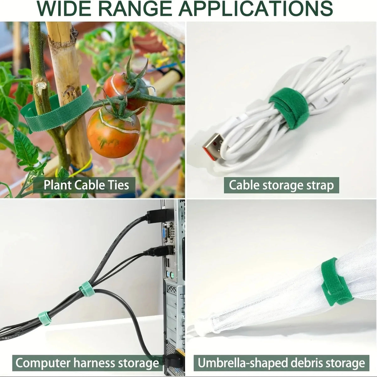 Adjustable Nylon Plant Ties – Reusable Velcro Loop Fasteners Garden Plant Ties PLUSH