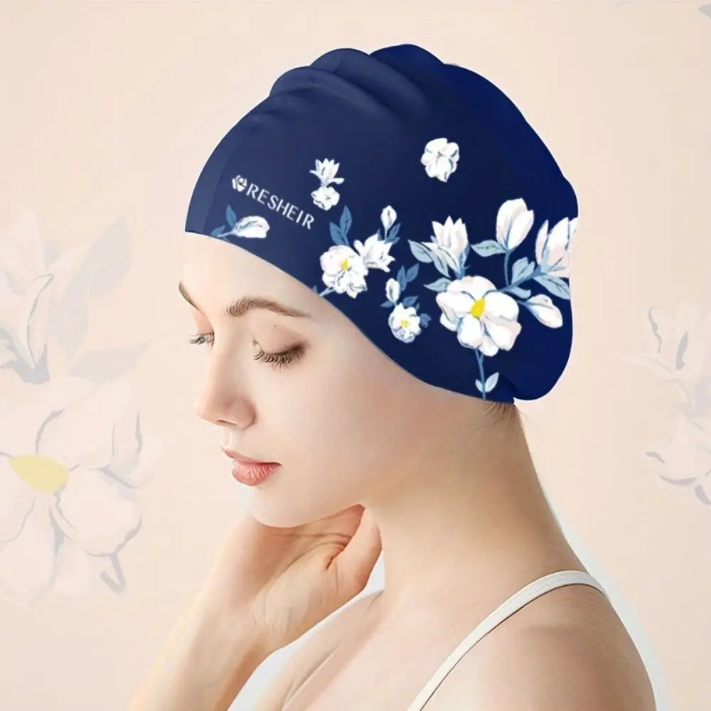 Women's Rose Flower Silicone Swim Cap for Long Hair – Vintage Silicone Swim Cap PLUSH