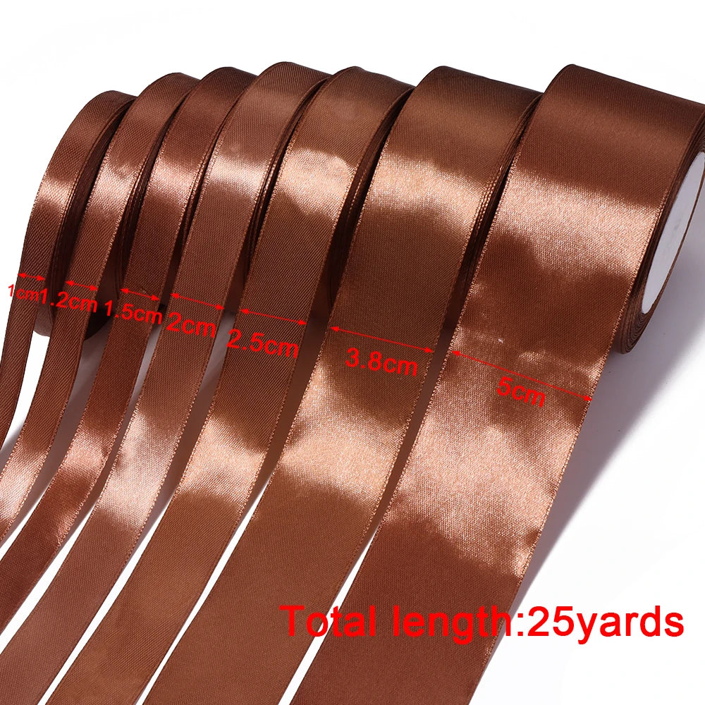 25 Yards Deep Brown Satin Ribbon – DIY Gifts & Wedding Decor Satin Craft Ribbon PLUSH