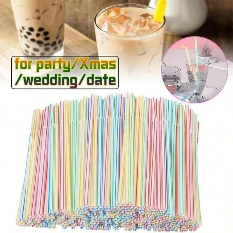 100pcs Multicolor Drinking Straws – Party, Wedding & Daily Use Drinking Straws PLUSH