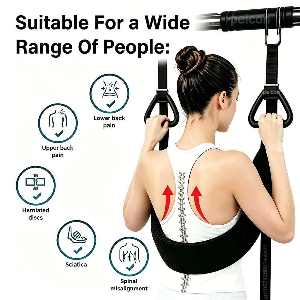 Lumbar Traction Belt – Ergonomic Spinal Back Stretching Device Back Stretching Belt PLUSH