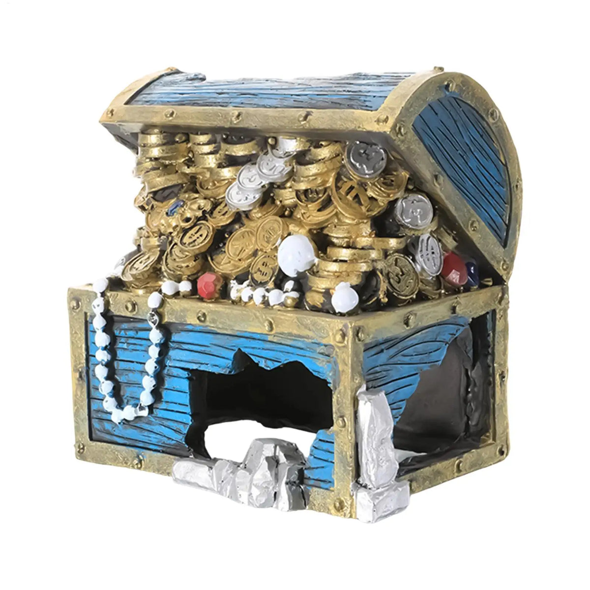 Resin Treasure Box Aquarium Ornament | Fish & Shrimp Shelter Aquarium Ornament PLUSH