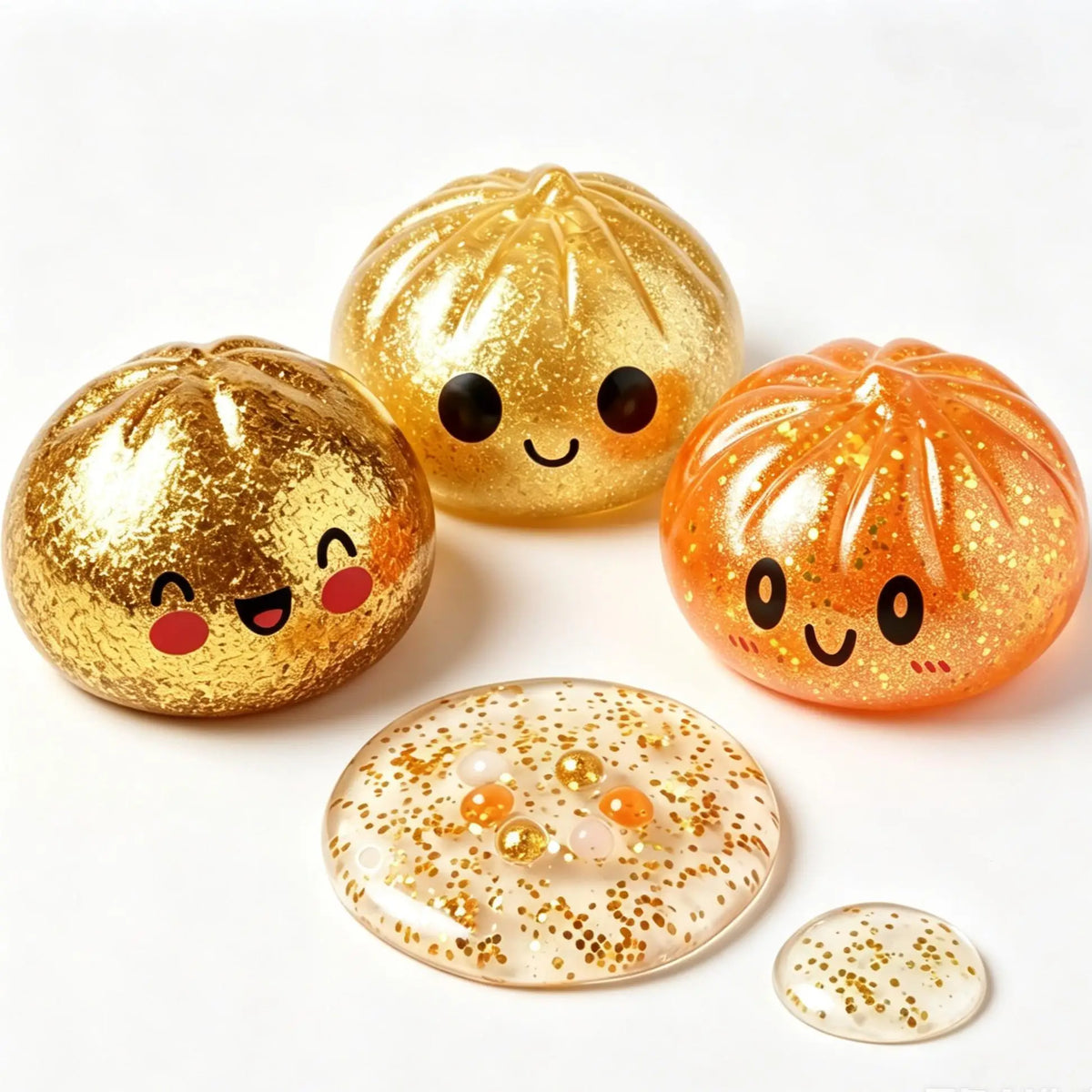 Gold Glitter Dumpling Squishy Toy – Slow Rising Fidget Toy Squishy Fidget Toy PLUSH ABC