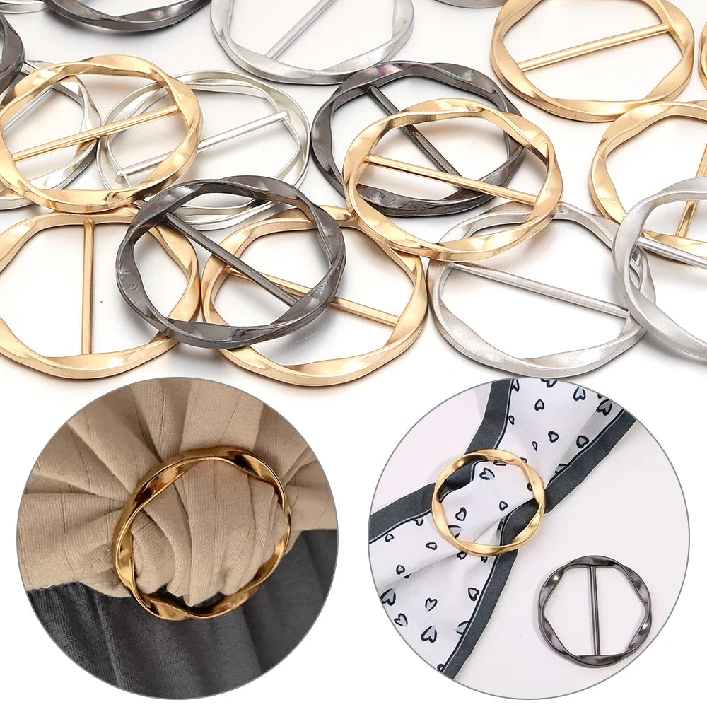 5pcs Alloy Twisted Round Scarf Ring Buckles | Garment Fasteners Garment Ring Buckle PLUSH