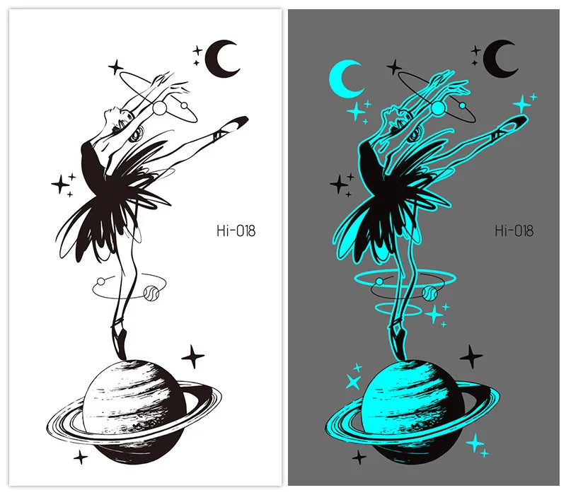 Luminous Glow Temporary Tattoo Stickers – Snake & Butterfly