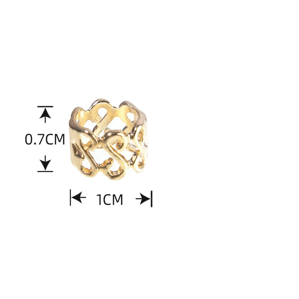 10pc Retro Gold Dreadlock Beads – Hair Braid Cuff Rings Hair Braid Beads PLUSH