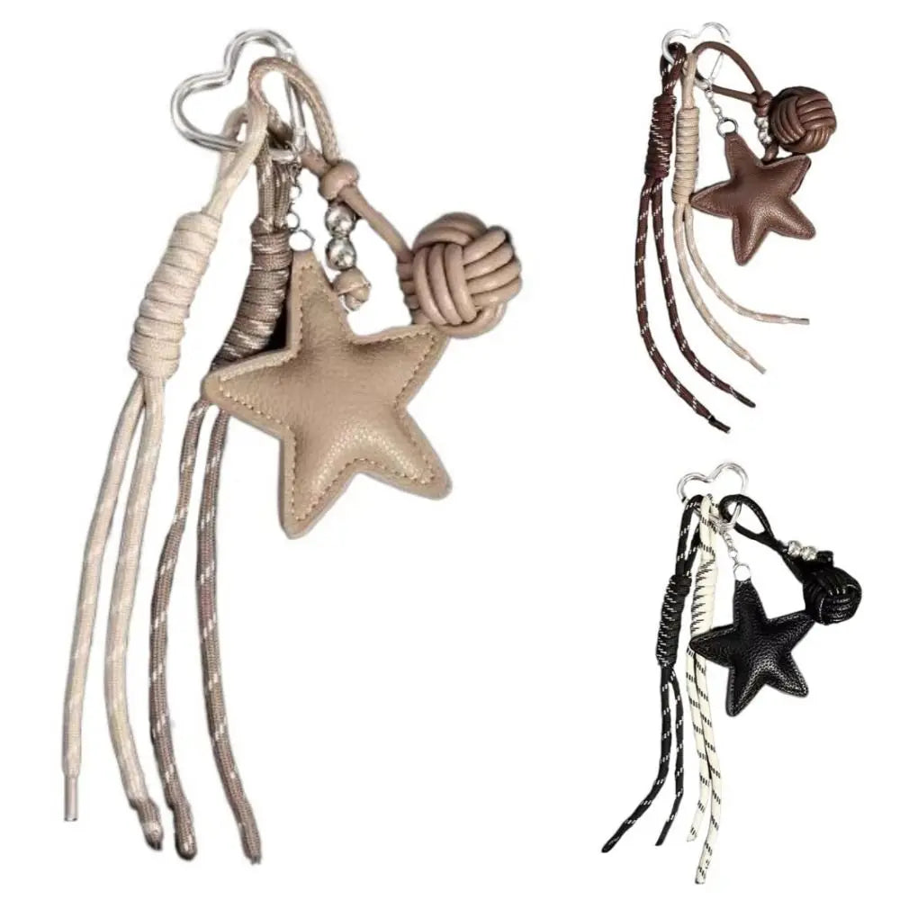 PU Leather Star Keychain Bag Pendant – Sporty Woven Rope Leather Keychain Pendant PLUSH