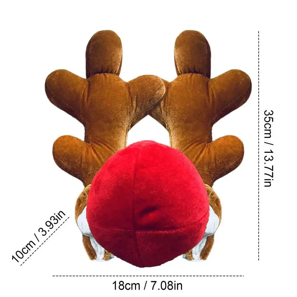 Reindeer Antlers Car Christmas Kit – Antlers & Red Nose Set Car Holiday Decoration PLUSH Set