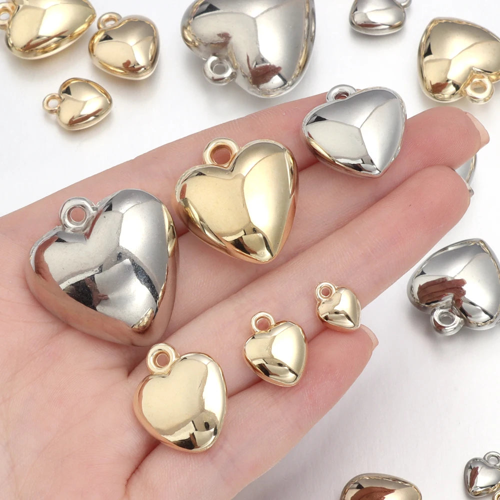 20pcs CCB Heart Charm Pendant Beads – DIY Jewelry Making Charm Pendant Beads PLUSH