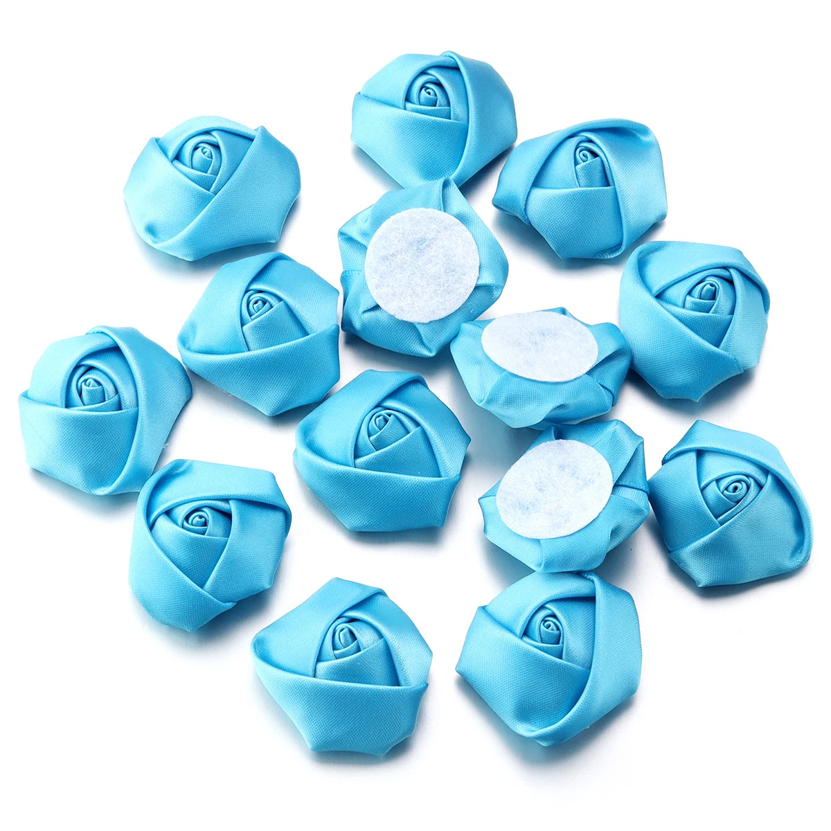 20pcs Mini Ribbon Rose Rosettes for DIY Hair Accessories & Crafts Hair Accessory Embellishments PLUSH Blue 3.5-4cm