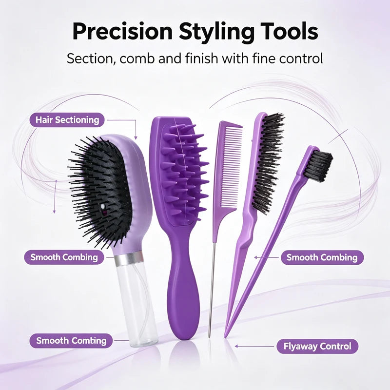 Spray Air Cushion Hair Brush Kit – Detangling Massage Comb Hair Brush Kit PLUSH