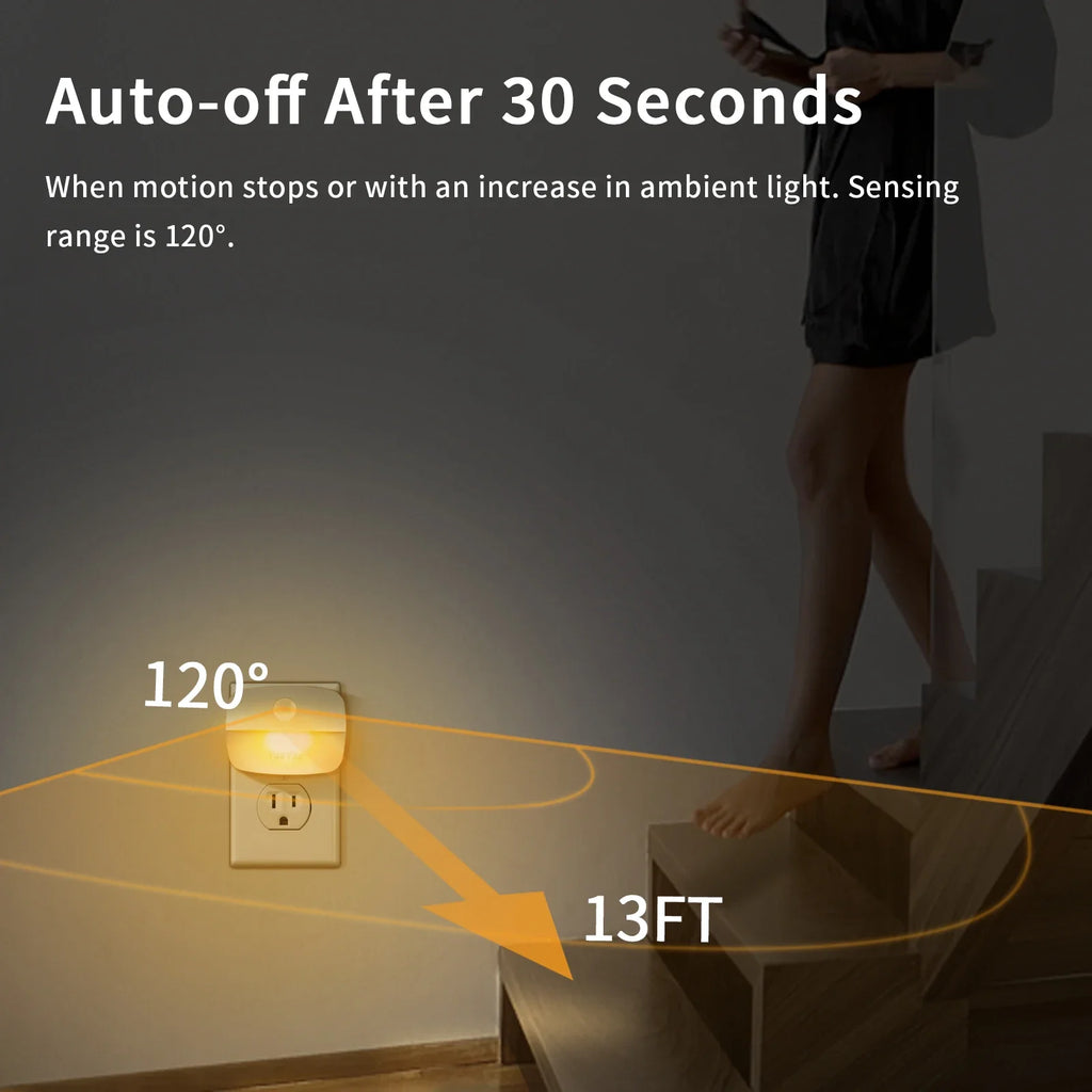 LED Motion Sensor Night Light Plug-In Wall Lamp | EU US Motion Sensor Night Light PLUSH