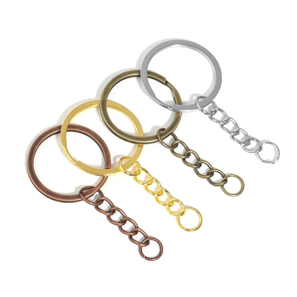 28mm Metal Split Key Rings with Chain – DIY Jewelry 5-20pcs Jewelry Making Findings PLUSH