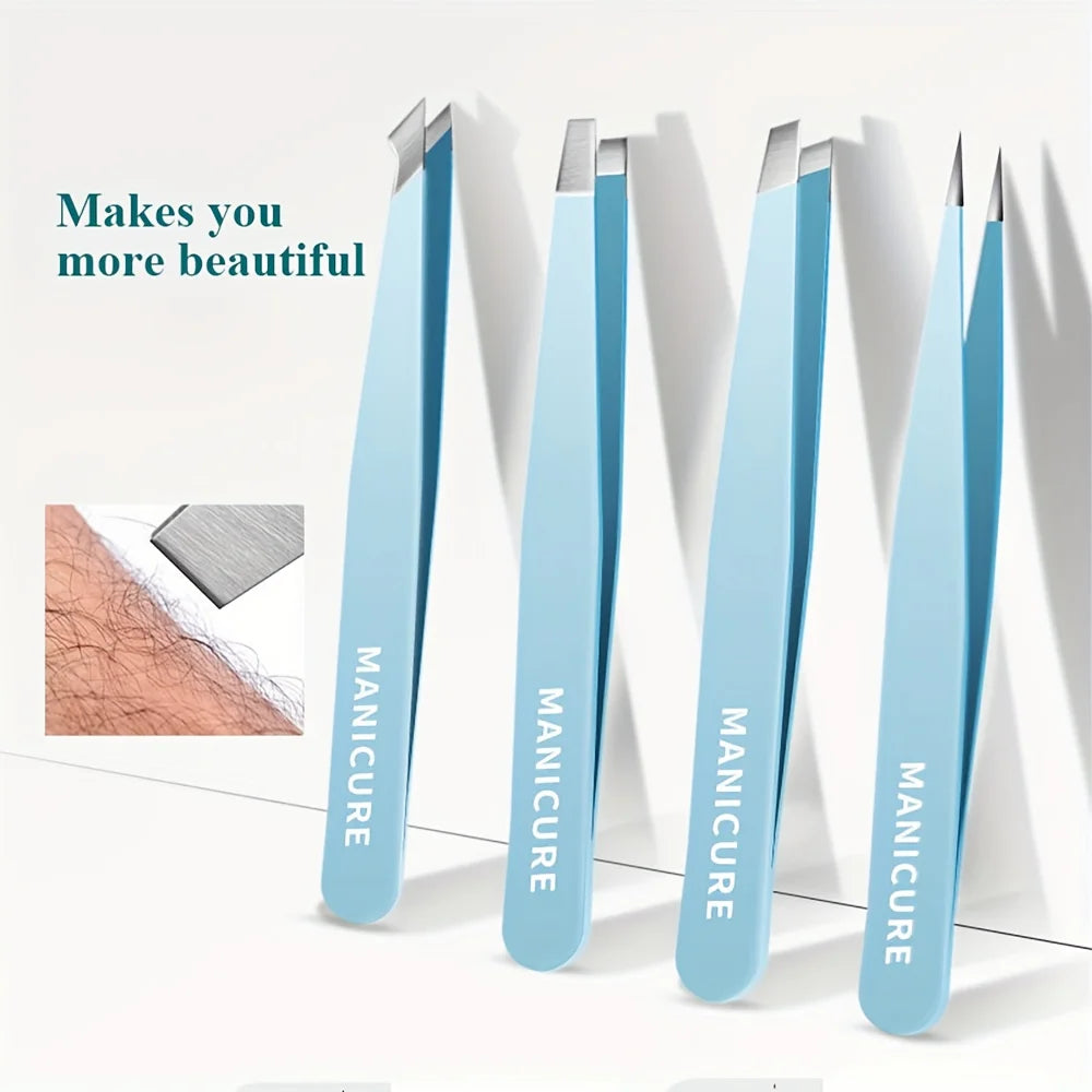 Ouriner 4-Piece Stainless Steel Eyebrow Tweezer Set Eyebrow Tweezer Set PLUSH