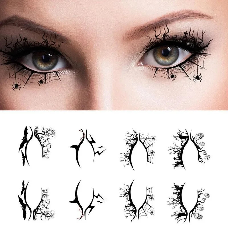 Halloween Eye Makeup Stickers – Bat & Spider Temporary Tattoos Eye Makeup Stickers PLUSH