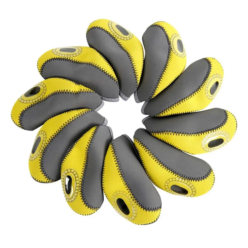 Golf Iron Head Covers Set 10pcs – Protective Club Headcovers Golf Head Covers PLUSH yellow