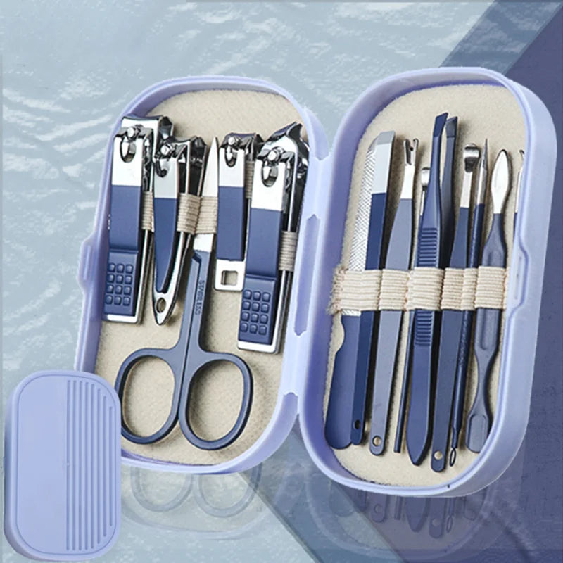 14-Piece Stainless Steel Manicure & Pedicure Set | Pink & Blue Manicure Pedicure Set PLUSH