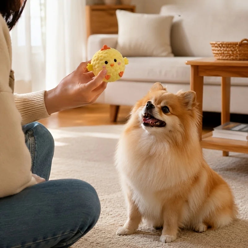 Plush Squeaky Bounce Ball Dog Toy – Interactive Cartoon Pet Toy Dog Squeaky Toy PLUSH