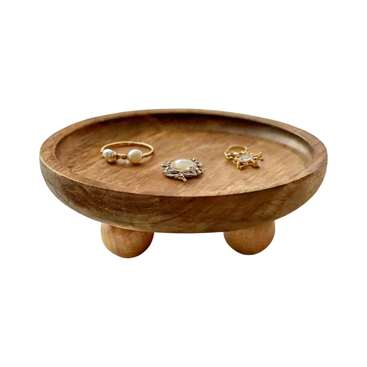 Round Wooden Decorative Storage Tray – Multi-Use Organizer Decorative Storage Tray PLUSH