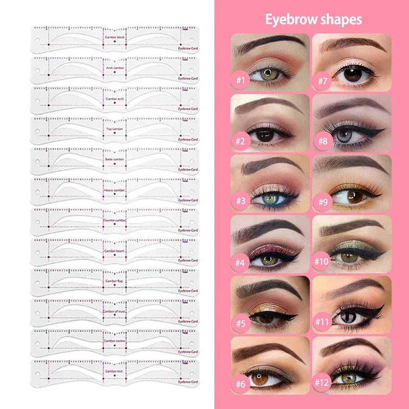 12-Style Reusable Eyebrow Stencil Set – DIY Brow Templates Eyebrow Stencil Set PLUSH