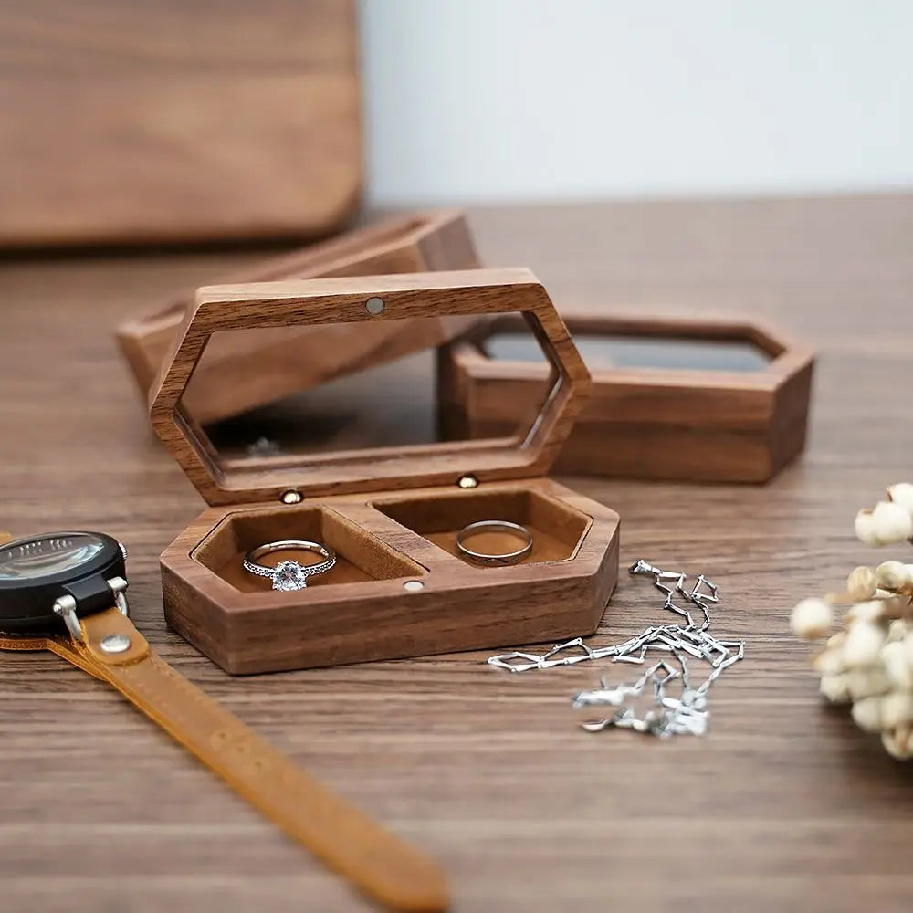 Velvet Mini Wood Jewelry Box – Ring & Earring Display Case Jewelry Display Box PLUSH
