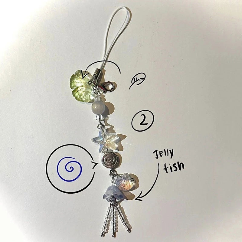 Ocean Seashell Jellyfish Phone Charm Strap & Bag Keychain Phone Charm Keychain PLUSH style 2