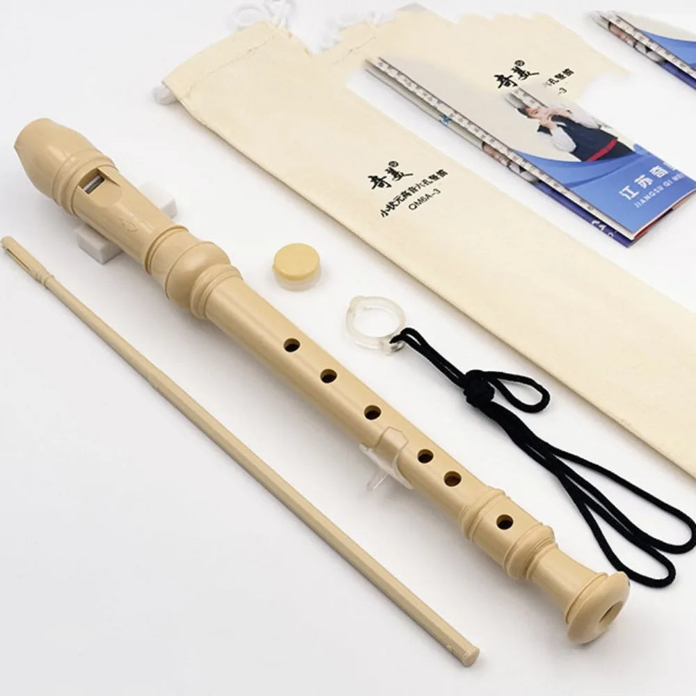 Soprano Recorder – Food Grade ABS Baroque 8-Hole Vertical Flute Soprano Recorder PLUSH 6hole White