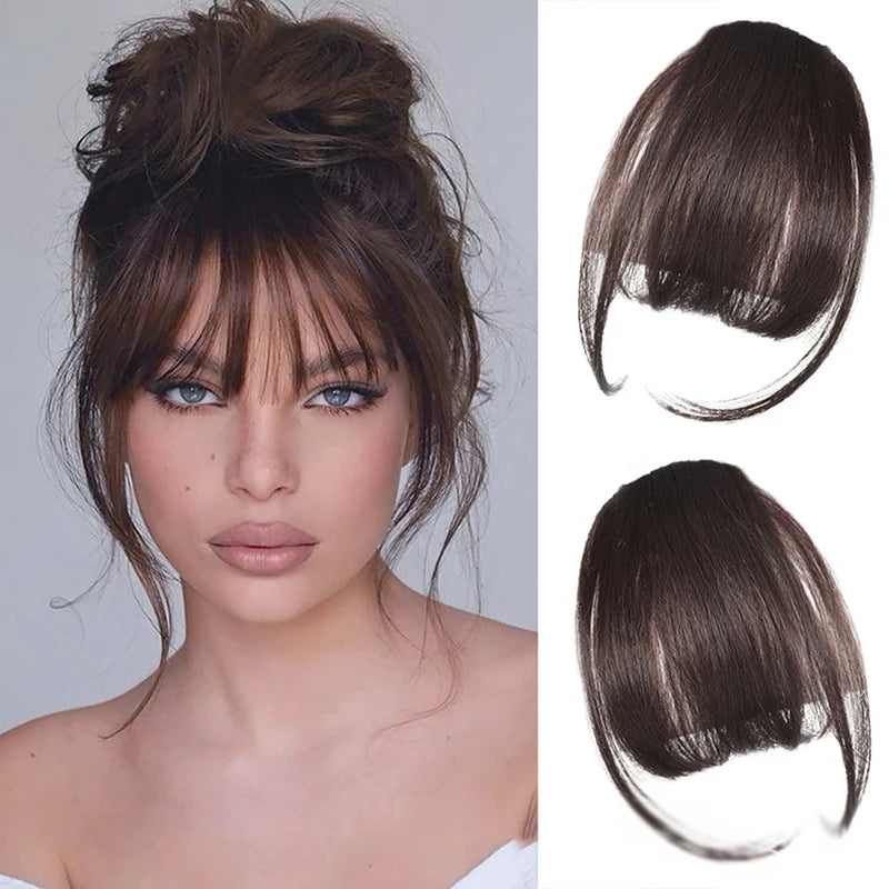 Clip-In Synthetic Air Bangs & Sideburns Hairpiece Black Brown Clip-In Hair Bangs PLUSH 5