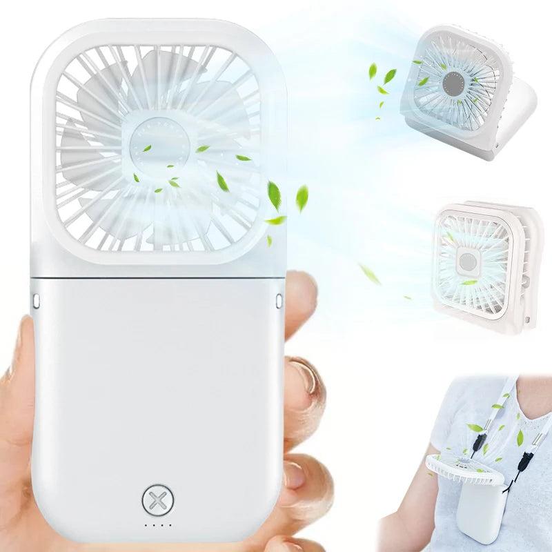 Foldable Handheld Neck Fan – USB Rechargeable 1200mAh Portable Neck Fan PLUSH
