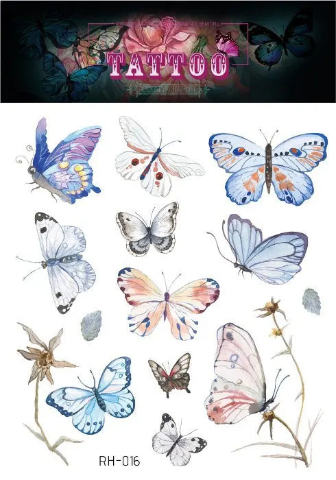 Purple Fairy Butterfly Glitter Temporary Tattoo Stickers
