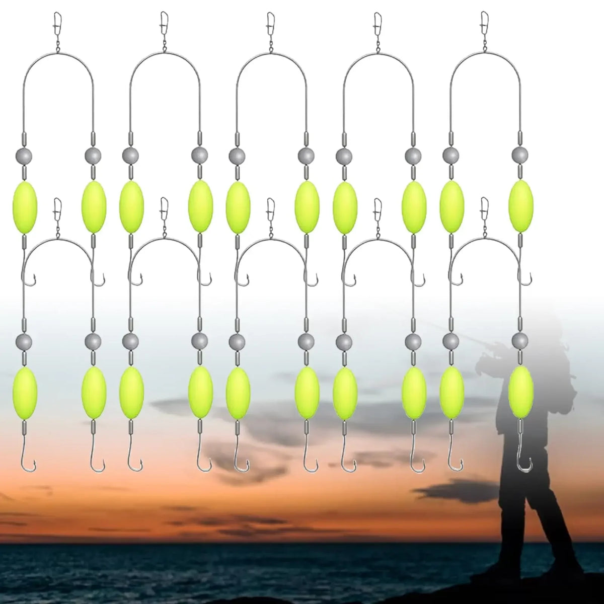 10pcs Double Reverse Off-Bottom Carp Fishing Hook Rig Set Fishing Hook Rig PLUSH 10Pcs No.12