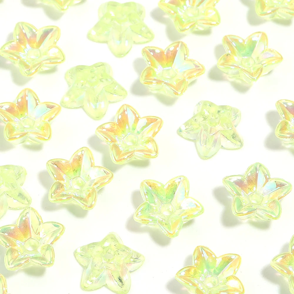 50pcs Flower Petal Acrylic Spacer Beads – DIY Jewelry Making Acrylic Spacer Beads PLUSH yellow
