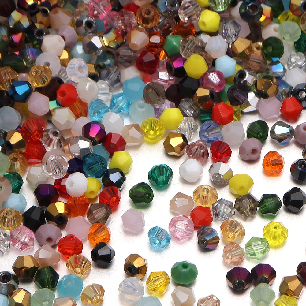 200pcs 4mm Faceted Bicone Glass Crystal Beads – DIY Jewelry Glass Crystal Beads PLUSH