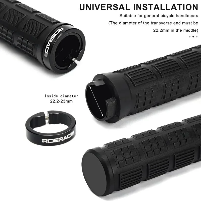 RIDERACE MTB Handlebar Grips Anti-Slip TPR Rubber Lock Bike Handlebar Grips PLUSH
