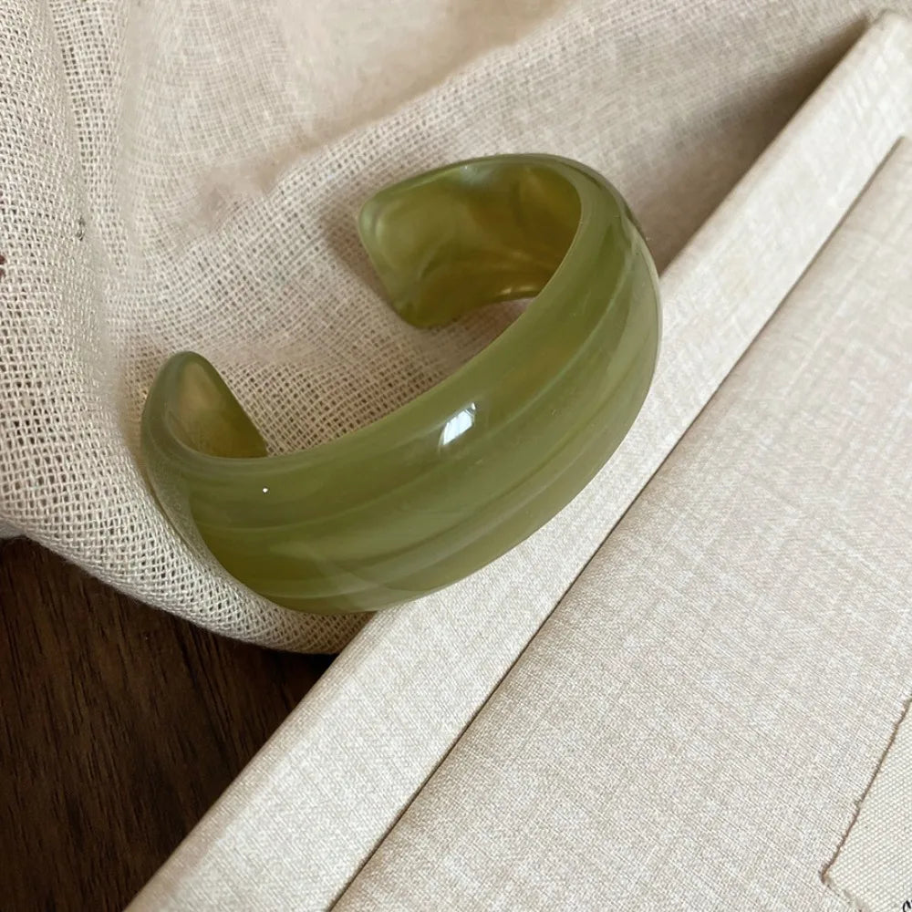 Irregular Acrylic C-Shape Cuff Bangle | Wide Open Wrist Jewelry Acrylic Cuff Bangle PLUSH Style 8