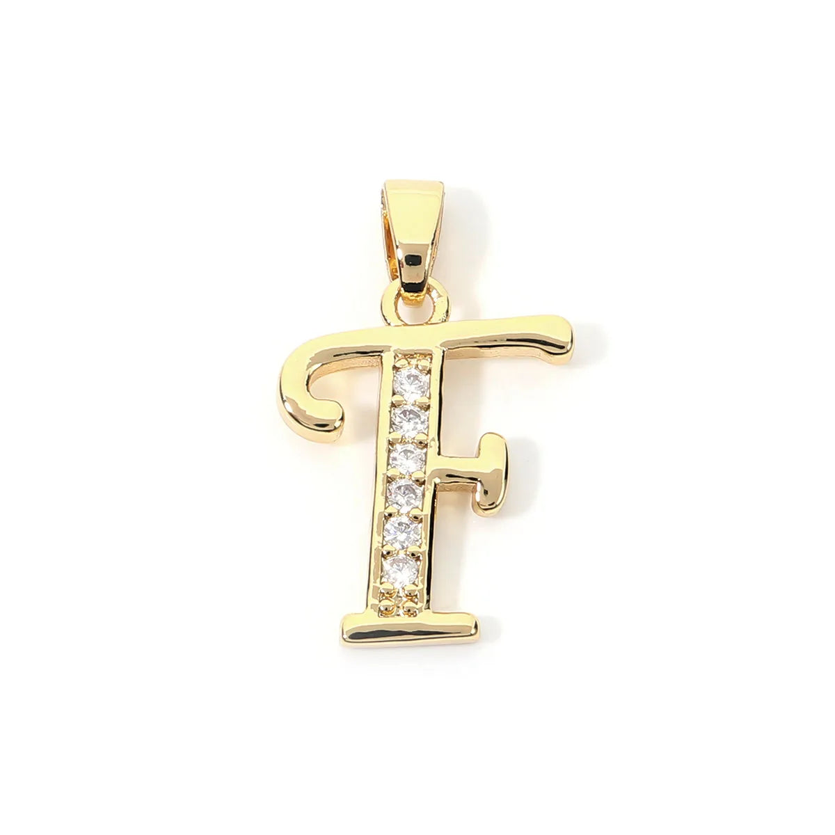 Metal A-Z Zircon Initial Letter Charm Pendant – DIY Jewelry Initial Letter Charm PLUSH F 12.5X16mm