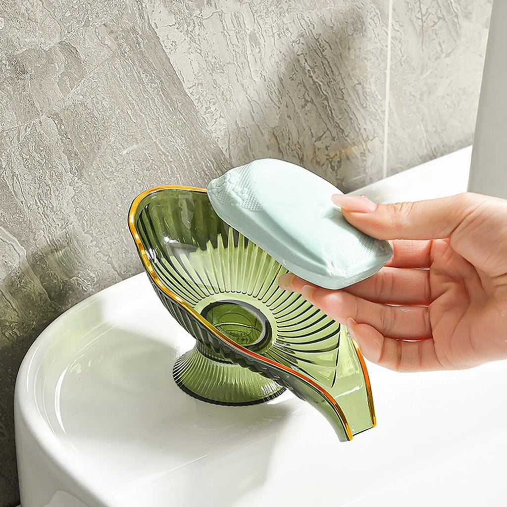 Self Draining Soap Dish with Suction Cup | Clear Plastic Tray Soap Dish PLUSH